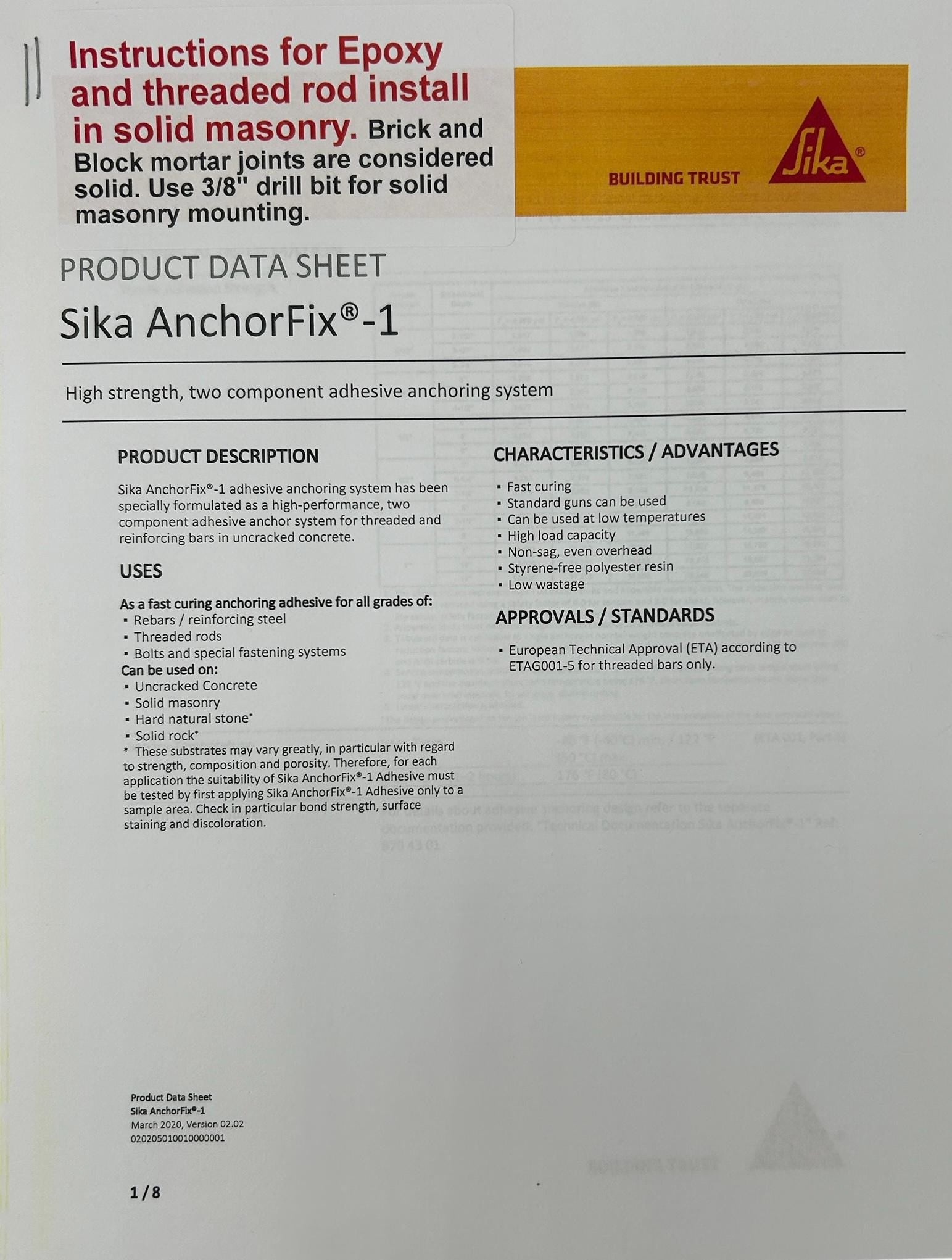 Brick, Block or Concrete mounting Kit