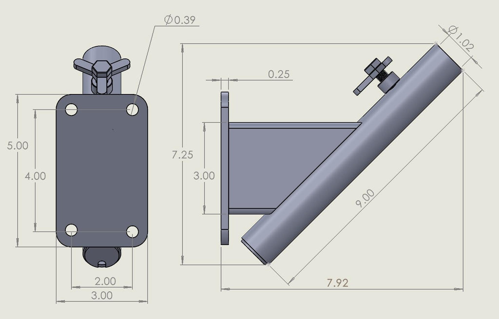 MODEL-1, 1" STAINLESS Flagpole Mount