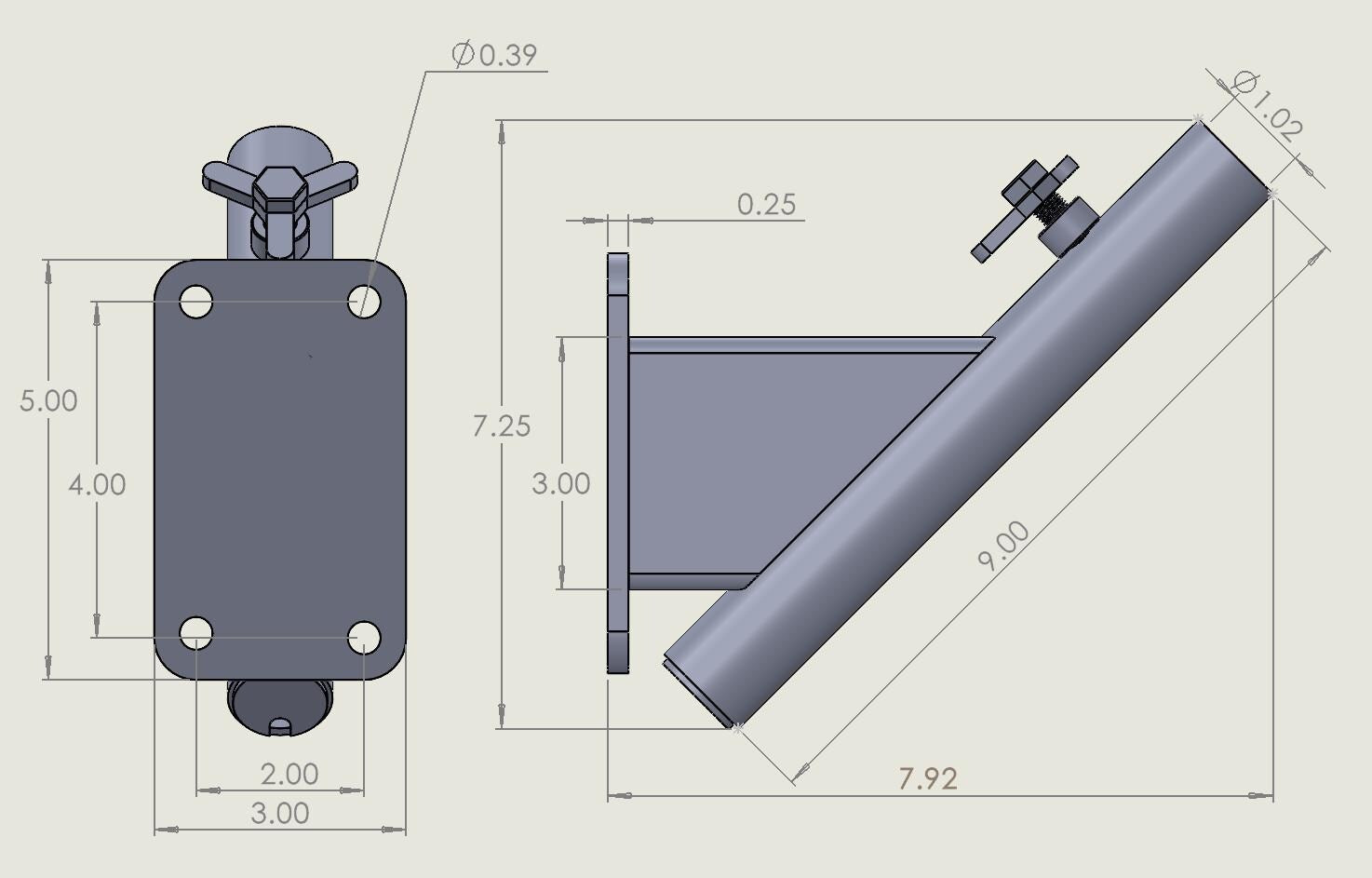 MODEL-1, 1" STAINLESS Flagpole Mount