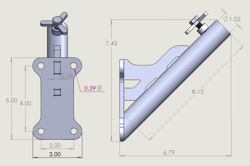 MODEL-2, 1" STAINLESS Flagpole Mount