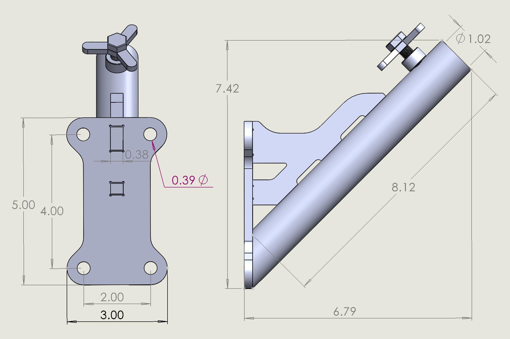 MODEL-2, 1" STAINLESS Flagpole Mount
