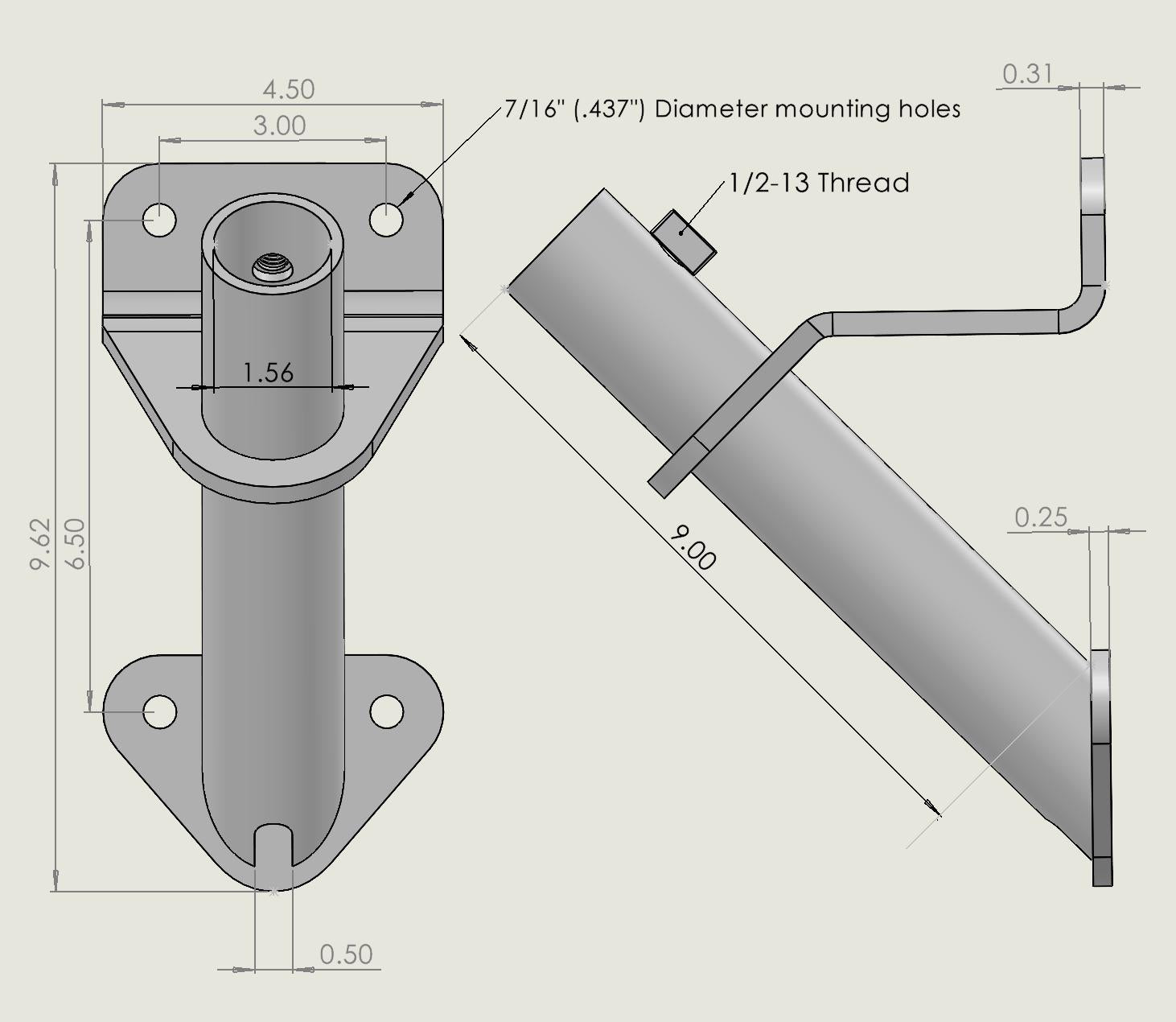 Magnum 1.5" Galvanized STEEL Flagpole Mount